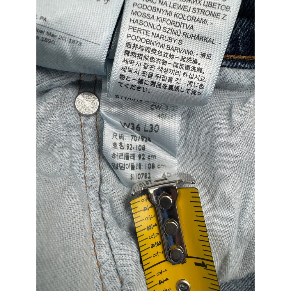 Levis 505 Regular Fit Straight Leg Blue Denim Jeans Mens 36x30 (36x29) Workwear - Picture 5 of 11